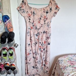 Live 4 Truth Large Floral Pink Asymmetrical Romper Dress